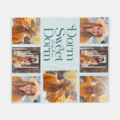 ドームスウィートドルムフォトコラージルームナンバーティール（緑がかった色） フリースブランケット (正面(横))