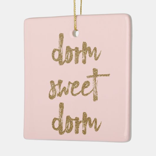 ドームスウィートドルムルームデコール赤面ピンクと金ゴールド セラミックオーナメント (左)