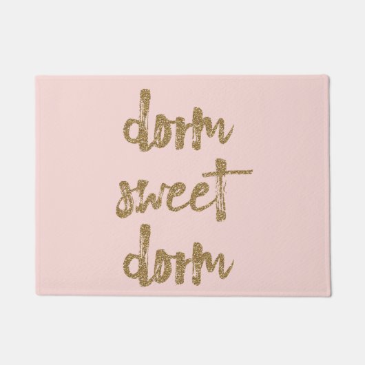ドームスウィートドルムルームデコール赤面ピンクと金ゴールド ドアマット (正面)