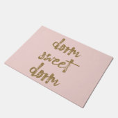 ドームスウィートドルムルームデコール赤面ピンクと金ゴールド ドアマット (アングル)