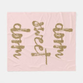 ドームスウィートドルムルームデコール赤面ピンクと金ゴールド フリースブランケット (正面(横))