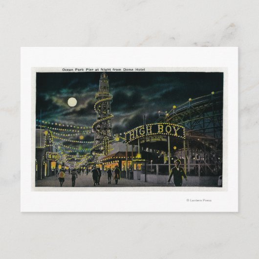 ドームホテルから見た夜のオーシャンパークピア ポストカード (正面)