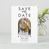 ドームモダンミニマルフォトウェディング日付を保存 招待状 (スタンド正面)