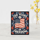 ドーム型アメリカ独立記念日 7月4日 1776-2026 フォークアート カード (黄色い花)