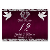 ドーム、ハート、グリッター – プラムのテーブル番号 テーブルナンバー (裏面)