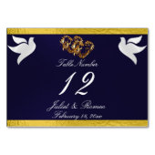 ドーム&ハート – ネイビーブルー/金ゴールドテーブル番号 テーブルナンバー (裏面)