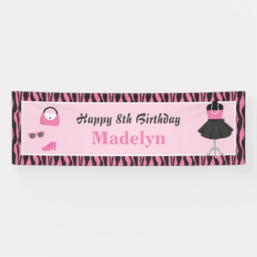 ドールアップファッションショーガールズバースデーパーティバナー 横断幕