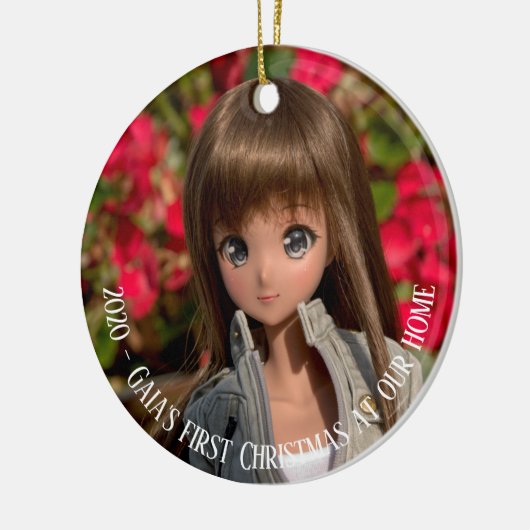 ドールガイア頭が切れる初めてのクリスマス セラミックオーナメント (左)