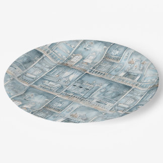 ドールショビクトリアンー淡い色のスブルーウォーター色 ペーパープレート