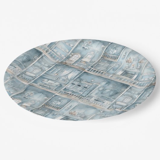 ドールショビクトリアンー淡い色のスブルーウォーター色 ペーパープレート (アングル)