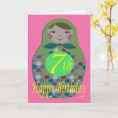ドールハッロシアのピー7誕生日 カード (黄色い花)