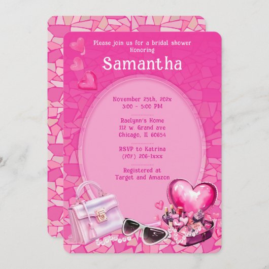 ドールピパーソナライズされたンクブライダルシャワーテンプレート 招待状 (正面/裏面)