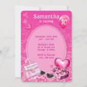 ドールピパーソナライズされたンク誕生日テンプレート 招待状 (正面)
