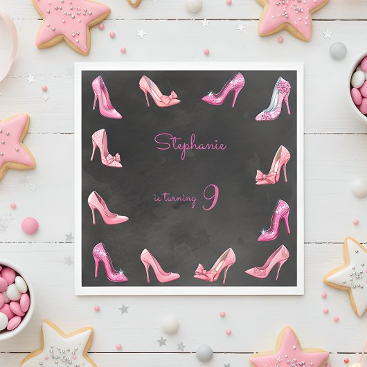 ドールピンクのハイヒールシューズの女の子の誕生日パーティー スタンダードランチョンナプキン