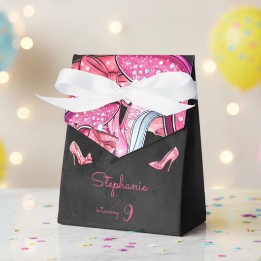 ドールピンクのハイヒールシューズの女の子の誕生日パーティー フェイバーボックス