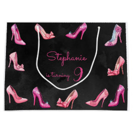 ドールピンクのハイヒールシューズの女の子の誕生日パーティー ラージペーパーバッグ