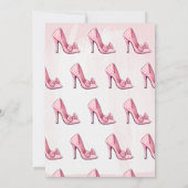 ドールピンクのハイヒールシューズの女の子の誕生日パーティー 招待状 (裏面)