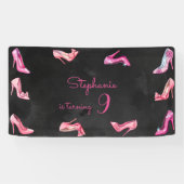 ドールピンクのハイヒールシューズの女の子の誕生日パーティー 横断幕 (横)