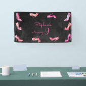 ドールピンクのハイヒールシューズの女の子の誕生日パーティー 横断幕 (トレードショー)