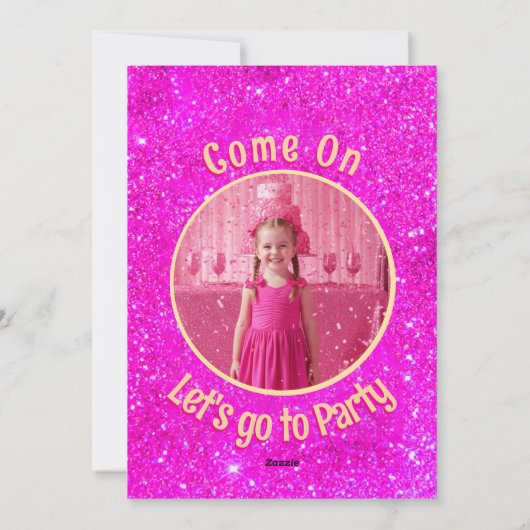 ドールピンクギルター招待状誕生日パーティー シーズンカード (裏面)