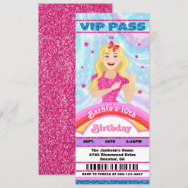ドールピンクグリッタームービースターVIPチケット誕生日 招待状