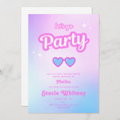 ドールピンクマリブガールレッツレッツゴーパーティー誕生日 招待状 (正面/裏面)