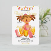 ドールプリンセスバレエツツ，ゴールドフォイル招待状 箔招待状 (立ち正面)