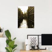 ドーンポスターアートでアムステルダム運河の白鳥 ポスター (ホームオフィス)