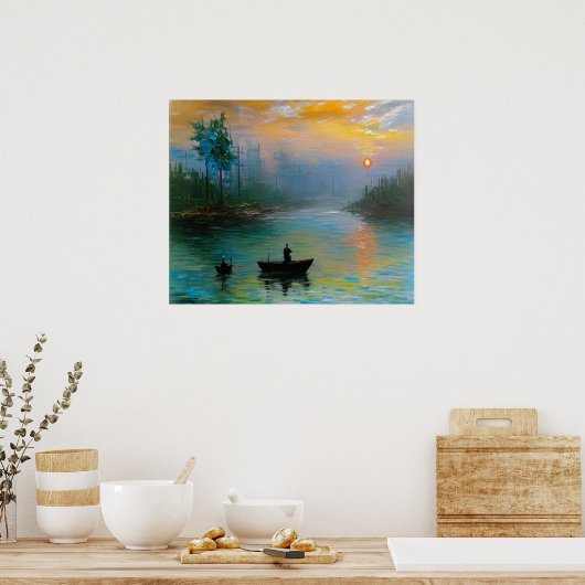 ドーン魚釣り ポスター (キッチン)