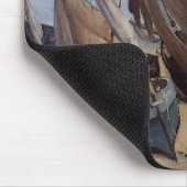 ドーヴィルのビーチのギュスターブCourbet-の漁船 マウスパッド (コーナー)