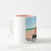 ドーヴィルビーチフランスシーサイドポスター。 ツートーンマグカップ (正面左)