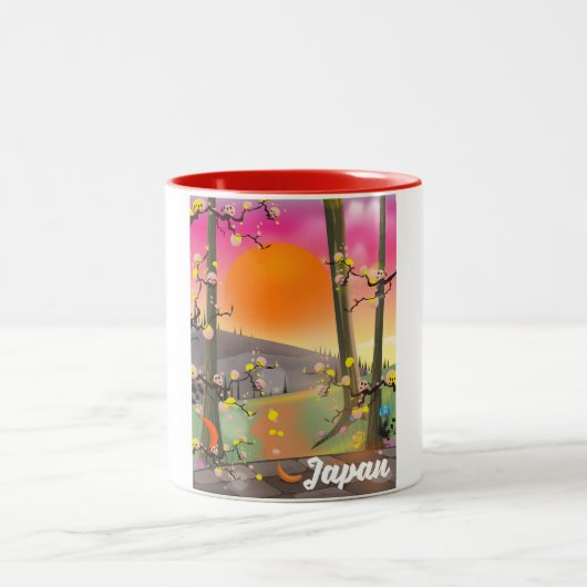 ドーヴィルビーチフランスシーサイドポスター。 ツートーンマグカップ (中央)