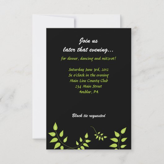 ドーヴオブピースバーバルミツワーパーティーカード 招待状 (正面)