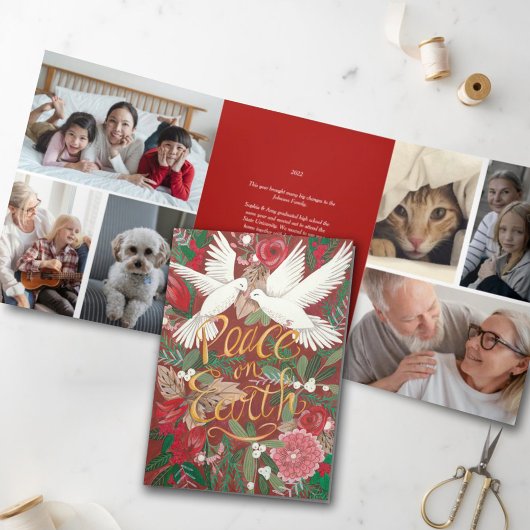ドーヴズピースオンアースクリスマスホリデーカード 三つ折り招待状