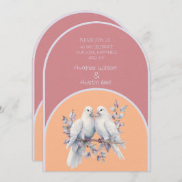 ドーヴリングや輪ダスティピンクピーチファズラベンダーアーチ 招待状