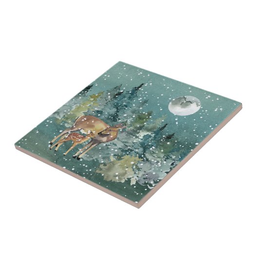 ドー子鹿の森フルムーンスノーフォールウォーター色 タイル (側面)