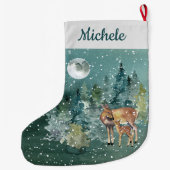 ドー子鹿の森フルムーンスノーフォールウォーター色 ラージクリスマスストッキング (裏面)