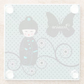 ドー日本のル水玉模様パーソナライズされた ガラスコースター (裏面)