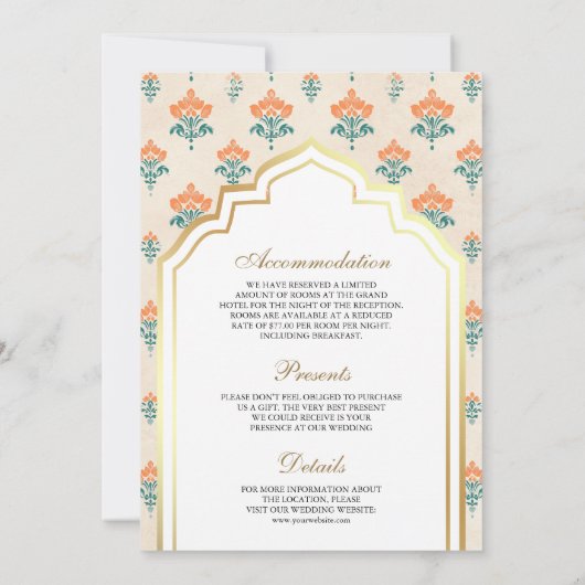 ド伝統的リインディアン花嫁オールインワン結婚ズ 招待状 (裏面)