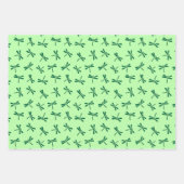 ド日本のラゴンフライ図案、海軍。コーラル、グリーン ラッピングペーパーシート (正面3)