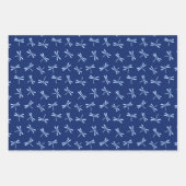 ド日本のラゴンフライ図案、海軍。コーラル、グリーン ラッピングペーパーシート (正面)