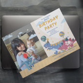 ド派手な恐竜パーティー楽しいカラフルかわいい恐竜デー 招待状