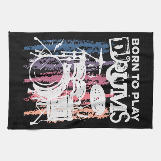 ド生まれラムにドラム音楽の音楽バンドのドラム キッチンタオル (横)