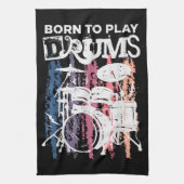 ド生まれラムにドラム音楽の音楽バンドのドラム キッチンタオル (縦)