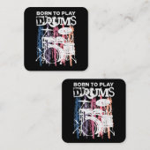 ド生まれラムにドラム音楽の音楽バンドのドラム スクエア名刺 (正面/裏面)