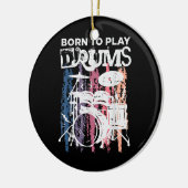 ド生まれラムにドラム音楽の音楽バンドのドラム セラミックオーナメント (左)