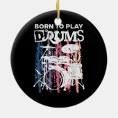 ド生まれラムにドラム音楽の音楽バンドのドラム セラミックオーナメント (裏面)