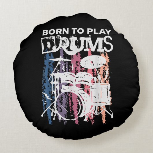 ド生まれラムにドラム音楽の音楽バンドのドラム ラウンドクッション (裏面)
