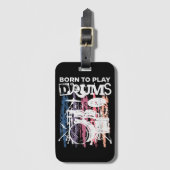 ド生まれラムにドラム音楽の音楽バンドのドラム ラゲッジタグ (正面縦)