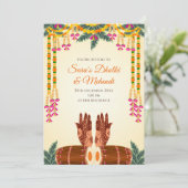 ドholkiの招待状とメヘンディの招待状 招待状 (スタンド正面)